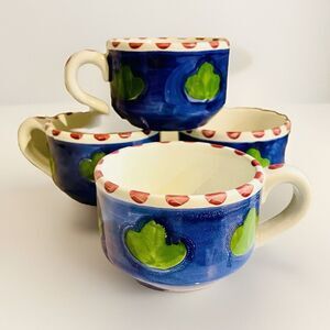 Greg Matthews by Oggetti New Coffee Mugs Set of 4 Green Blue Modern Design Rare